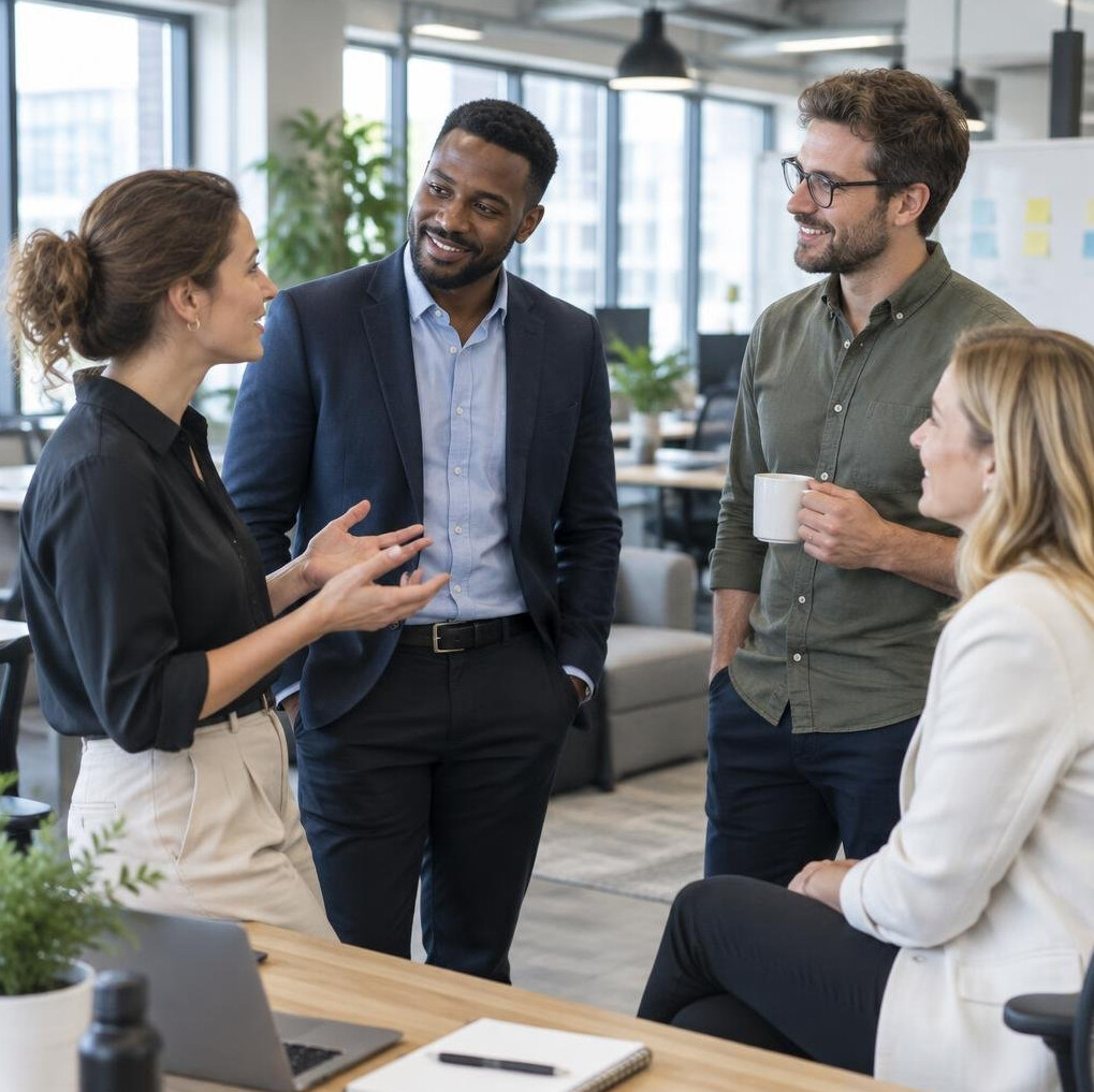 Colleagues in an open office