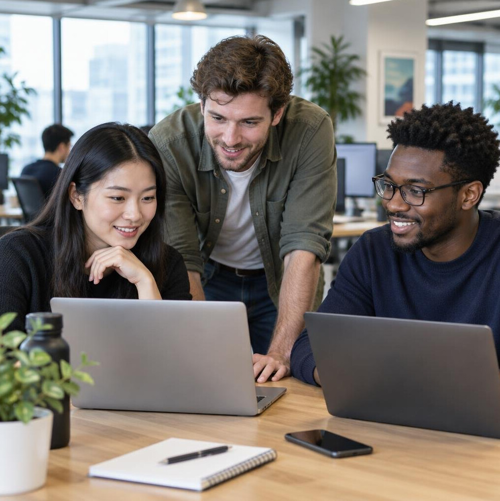 People working together on laptops