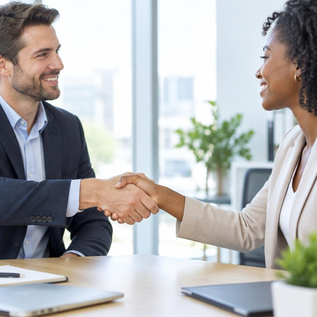 Two professionals shaking hands